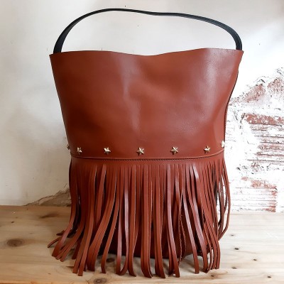 Bolso Bucket Fringe Teja